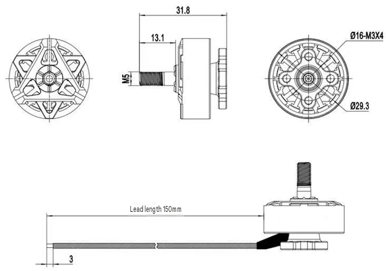 Technical dimension drawing of a radial brake rotor with front and back views, showing measurements including 31.8, 13.